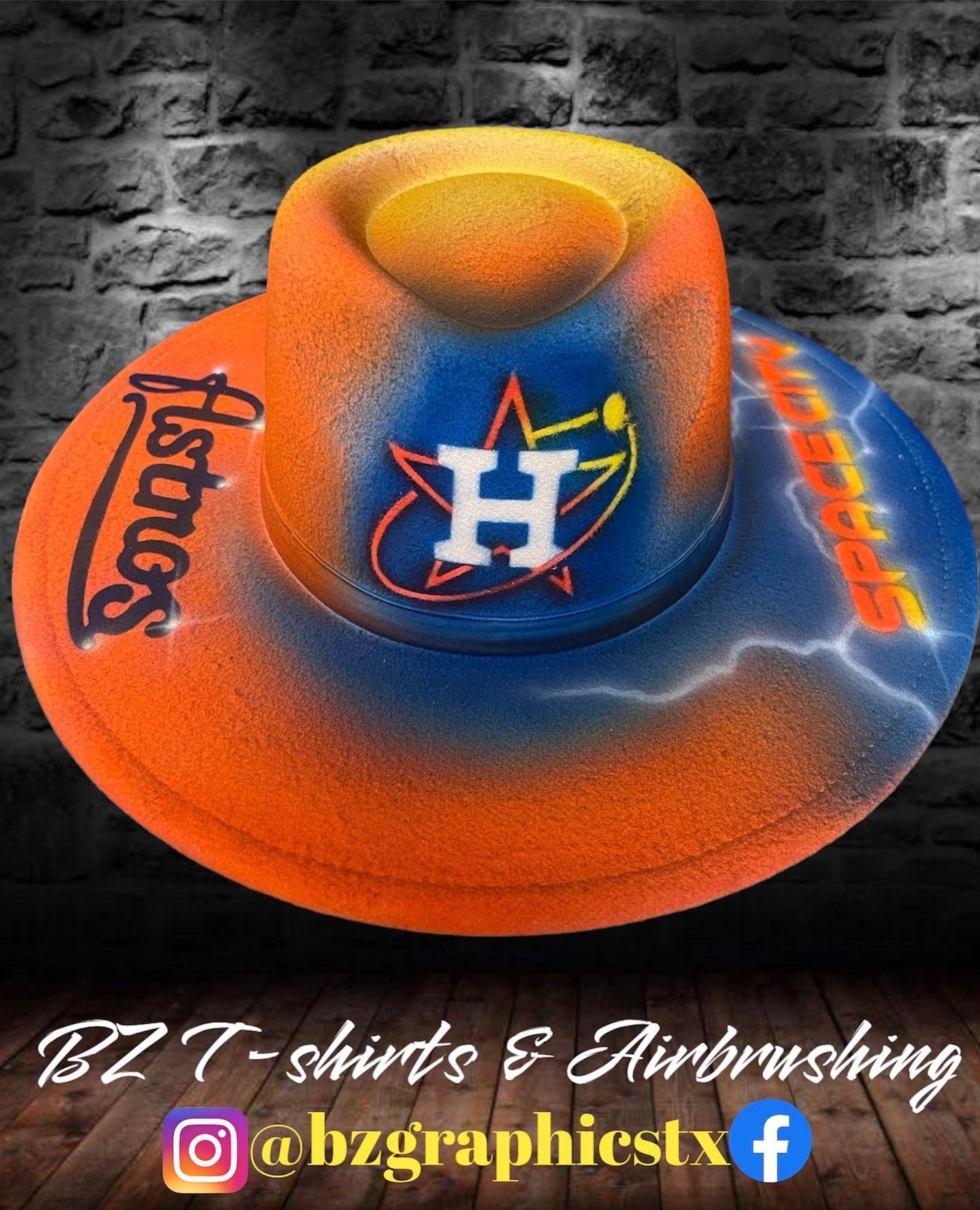 Custom Airbrush Astros Fedora