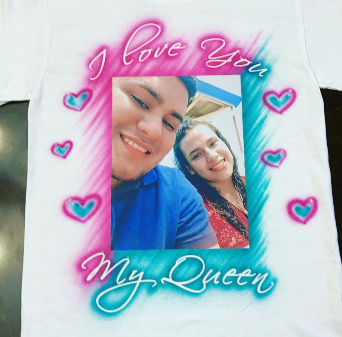 Airbrush/Photo print Couples shirt  💜❤️💕