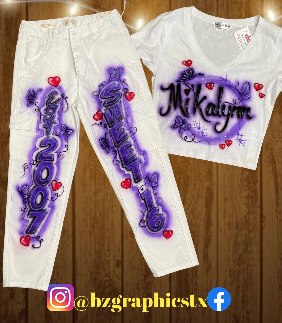 **Local Customers** Custom Airbrushed Sweet 16 Outfits Designs