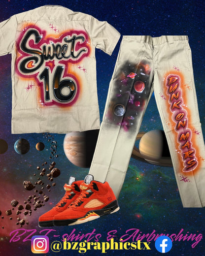 **Local Customers** Custom Airbrushed Sweet 16 Outfits Designs