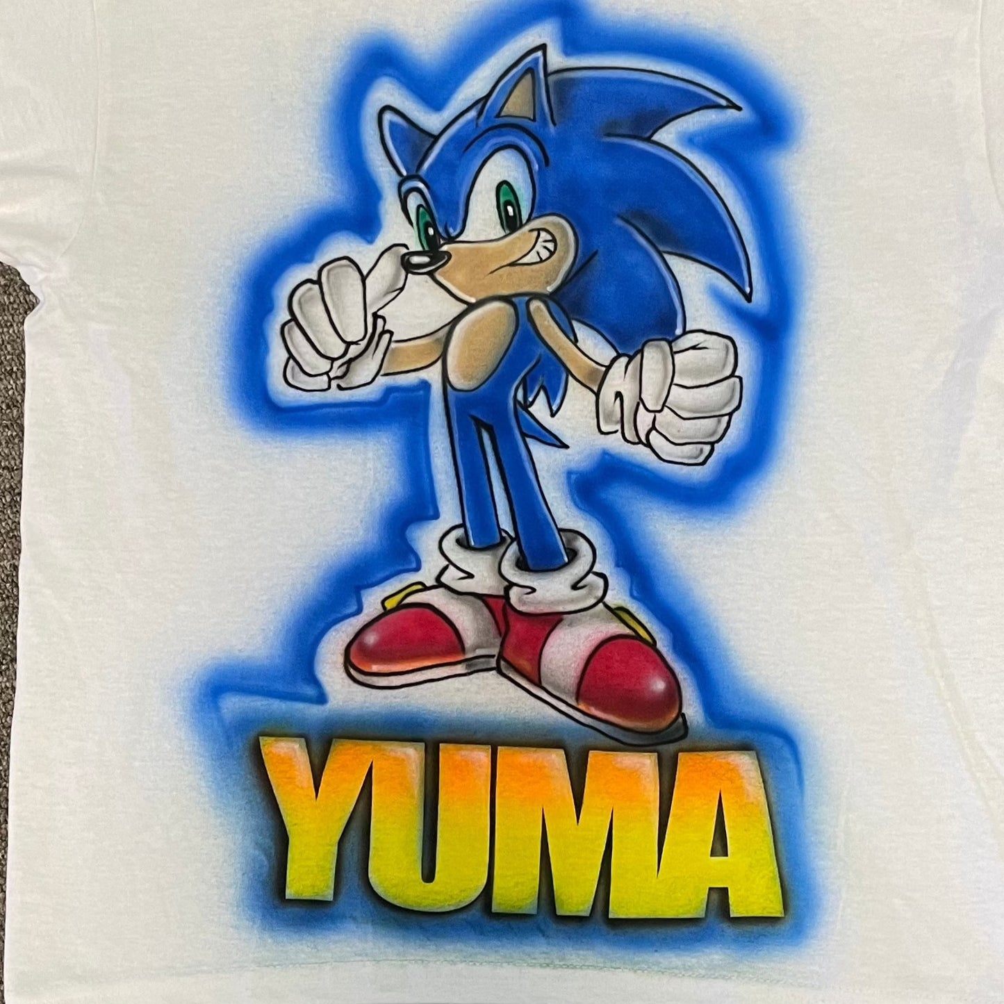 Custom Airbrush Sonic Birthday shirt (Double-Sided)