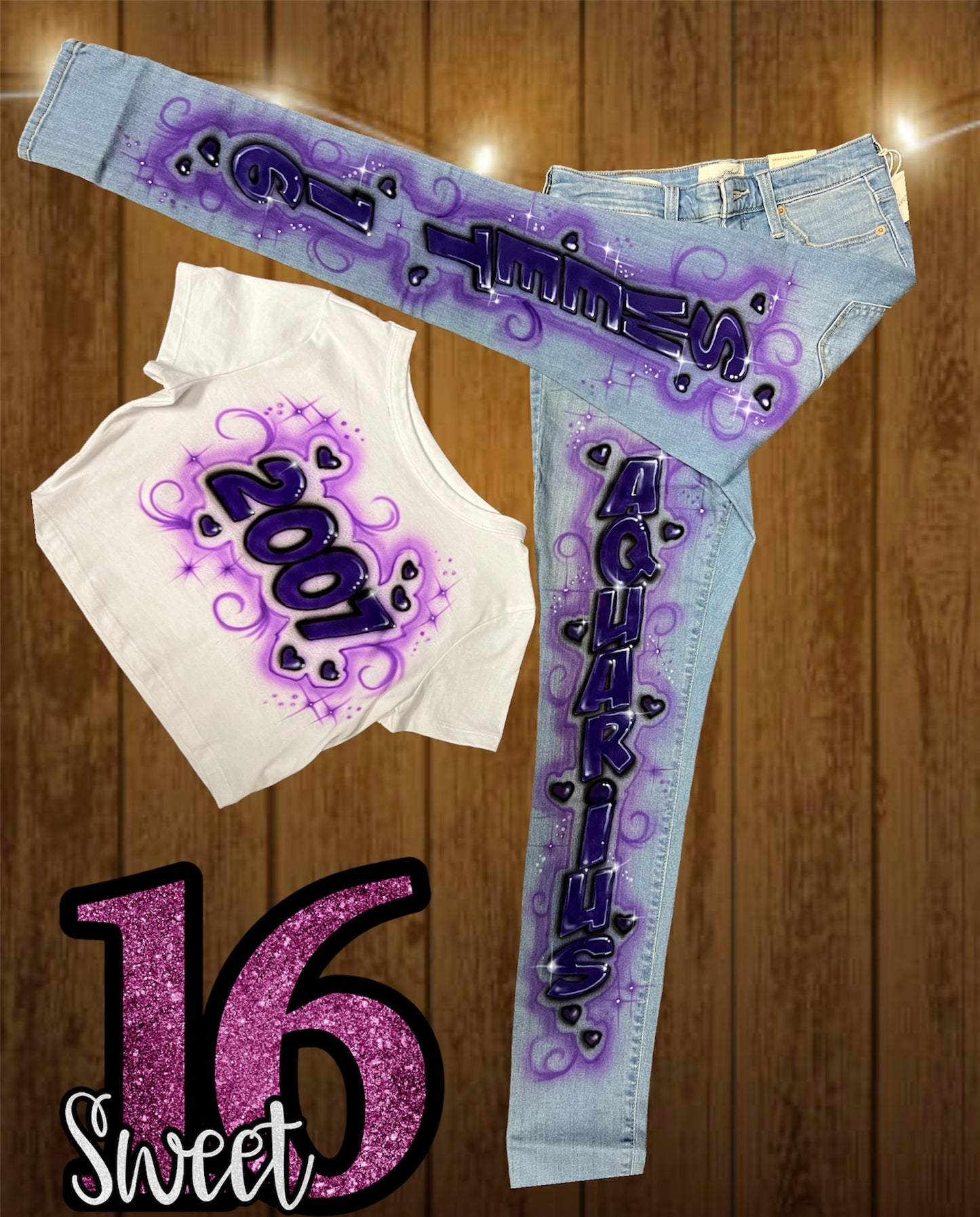 **Local Customers** Custom Airbrushed Sweet 16 Outfits Designs